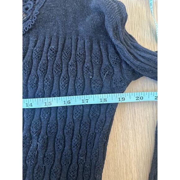 Free People Black Lace Stretchy Y2K Sweater Tunic Size XS 1538 - Picture 7 of 12